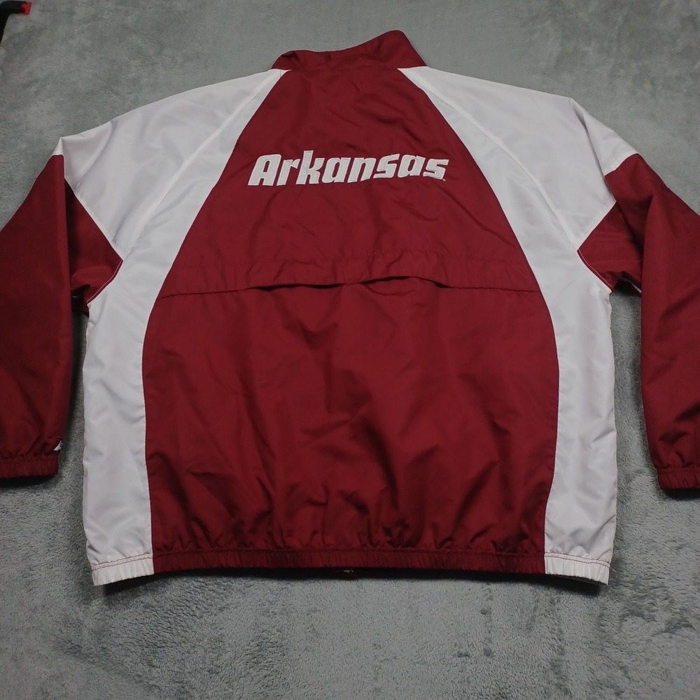 Arkansas Razorbacks Jacket Mens XXL Red Windbreaker Full Zip Pockets Casual - Picture 6 of 8